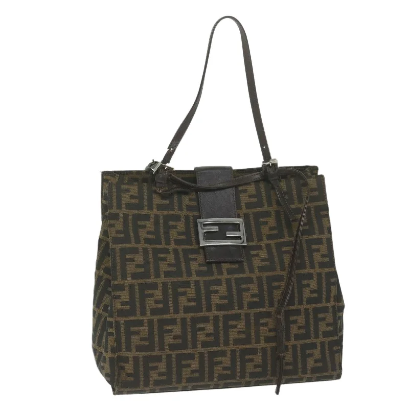 Ladies Fendi Peekaboo bags with a detachable shoulder strap for different carrying optionsFENDI Zucca Canvas Tote Bag Black Brown  yk10059