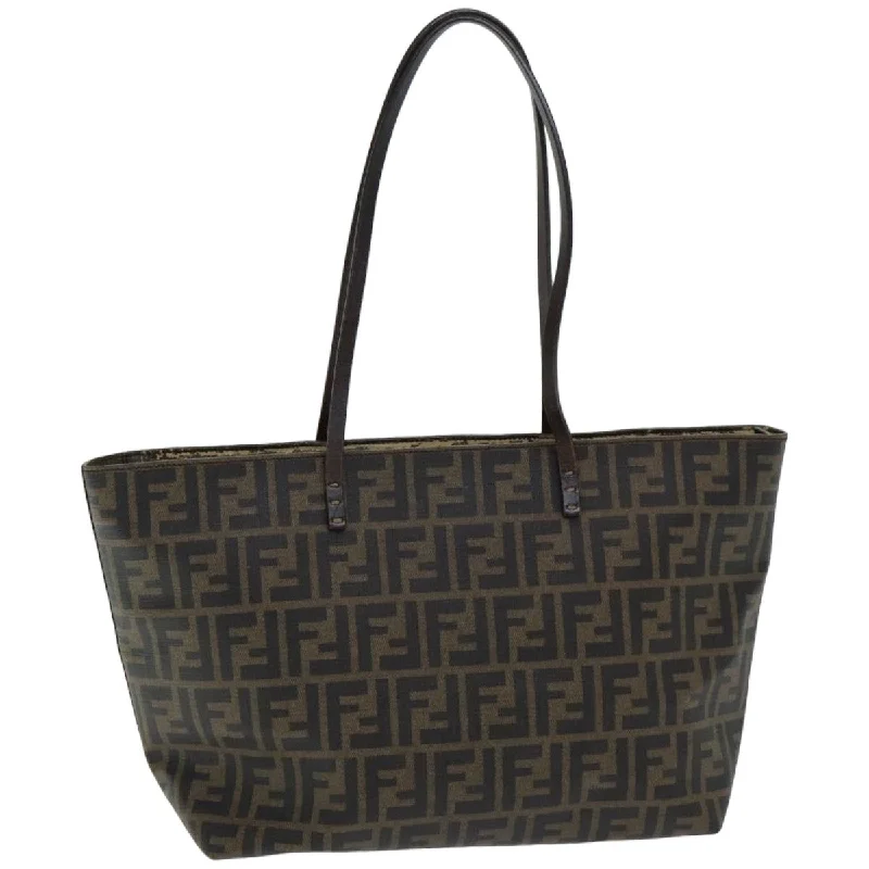 Fendi handbags with a glow - in - the - dark FF logo for a fun and unique featureFENDI Zucca Canvas Tote Bag Brown Black  ep4925