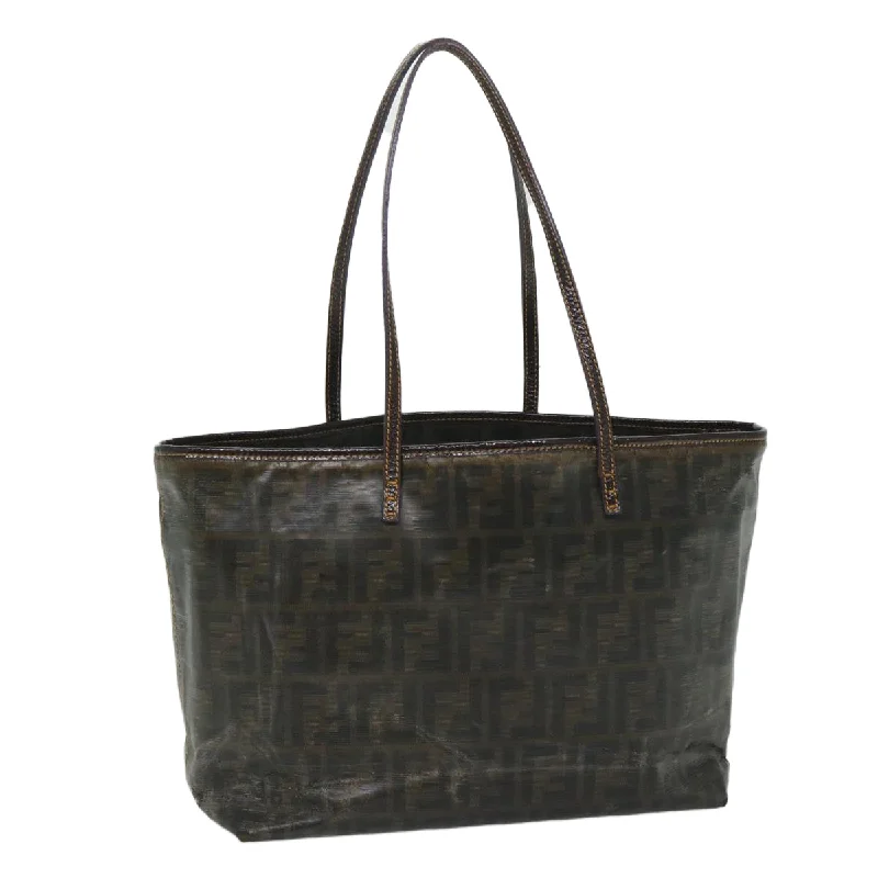 Fendi bags with a magnetic - closure card holder inside for easy access to cardsFENDI Zucca Canvas Tote Bag Brown  bs9220