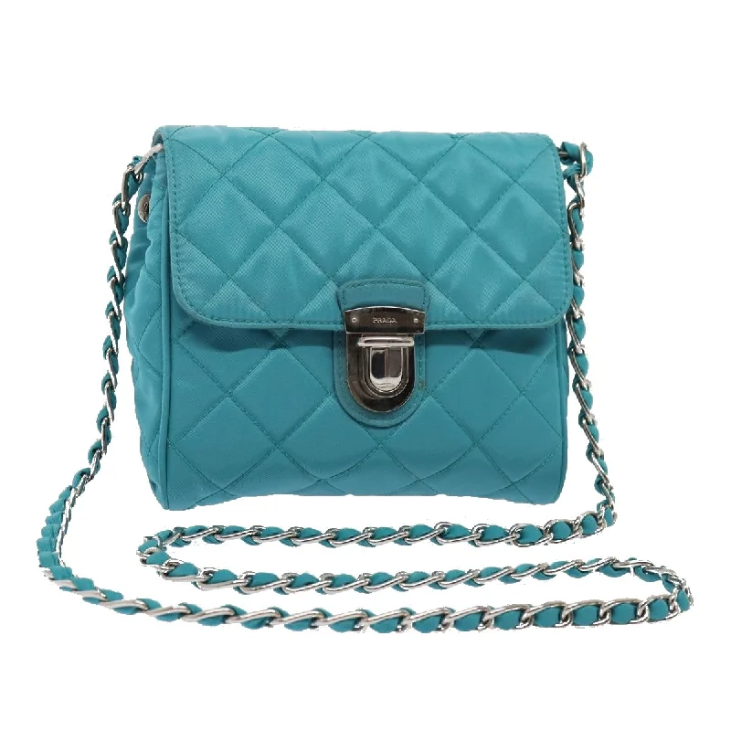 Ladies Prada shoulder bags with a tassel - adorned zipper for added charmPRADA Tessuto Shoulder Bag