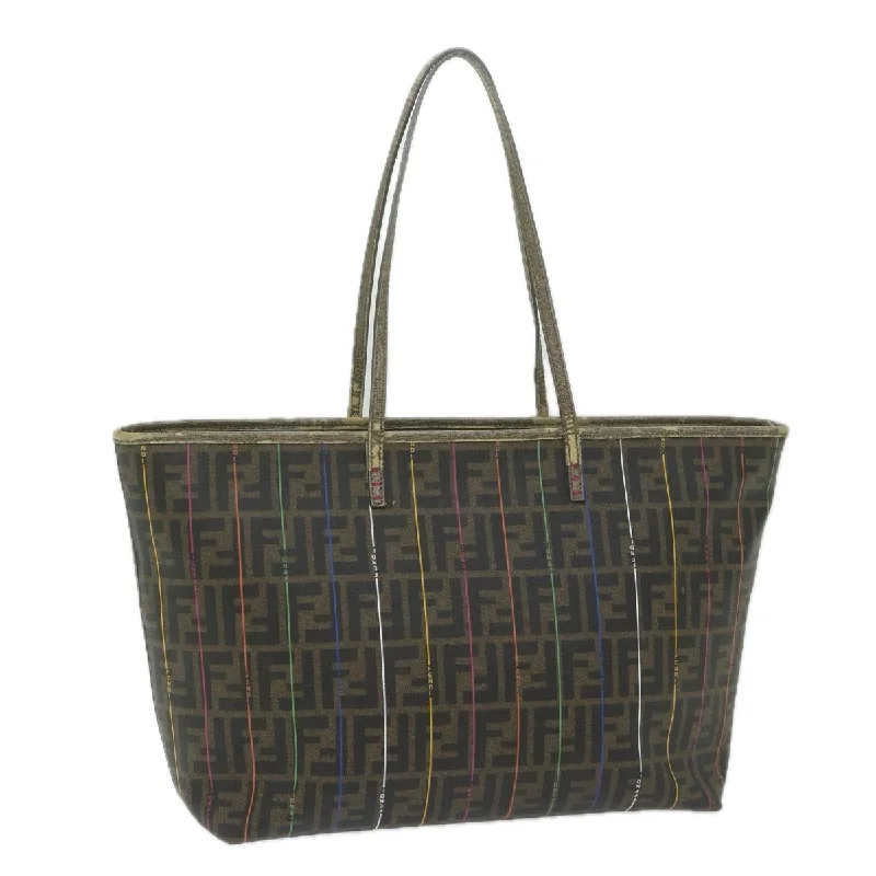 Fendi bags with a Bluetooth - enabled key finder for never losing keys againFENDI Zucca Canvas Tote Bag Brown Black  yk9679