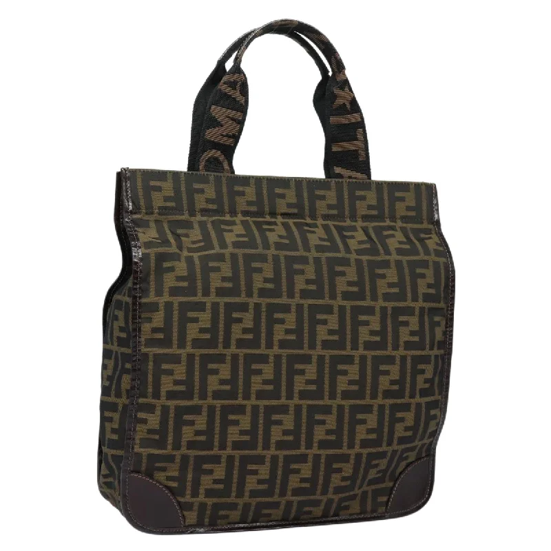 Fendi bags with a detachable camera holder for photography enthusiastsFENDI Zucca Canvas Tote Bag Brown Black  ep4791