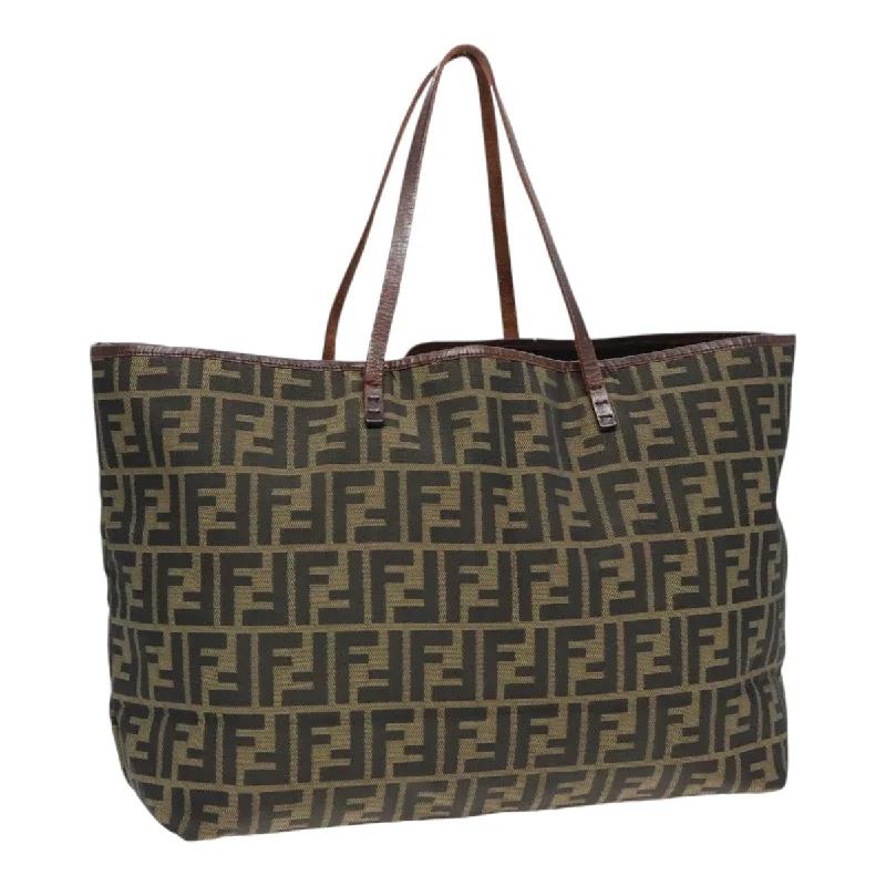 Fendi bags with a leather - bound notebook insert for jotting down notesFENDI Zucca Canvas Tote Bag Brown Black  92145