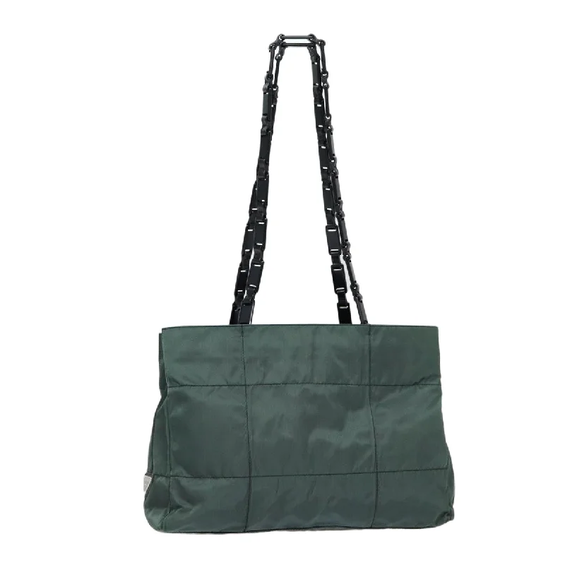 Ladies Prada Galleria bags with a detachable shoulder strapPRADA Shoulder Bag Nylon Green Silver Auth bs17753