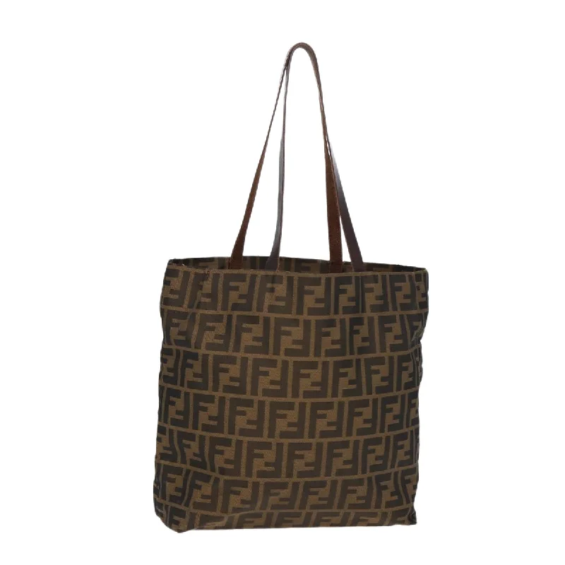 Fendi Baguette bags with a hand - embroidered floral design for a romantic and elegant touchFENDI Zucca Canvas Tote Bag Brown Black  bs16071