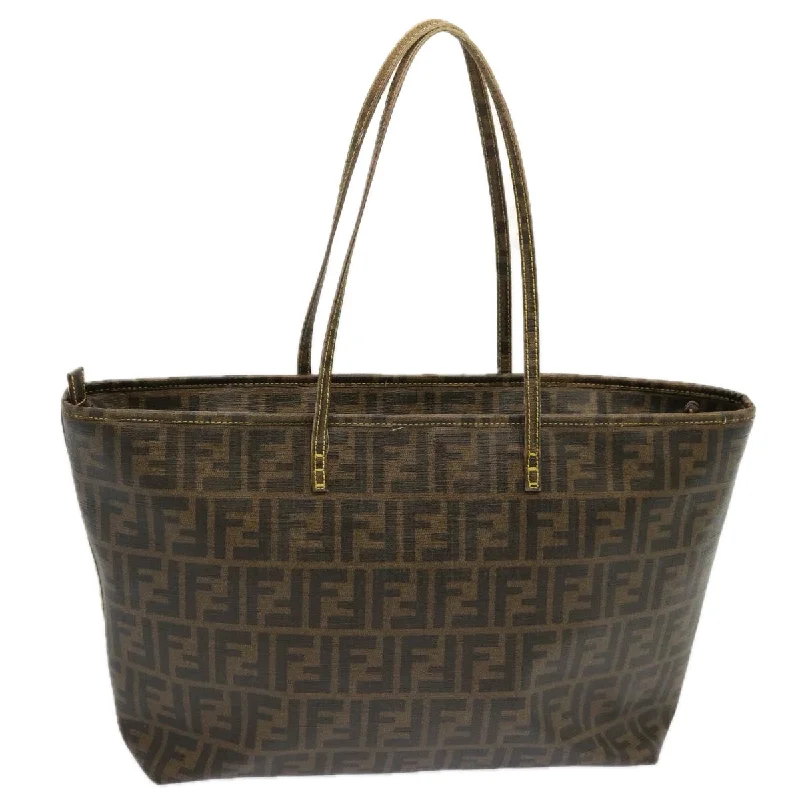 Fendi By The Way bags with a contrast - colored interior for visual interestFENDI Zucca Canvas Tote Bag Black Brown  ep3963