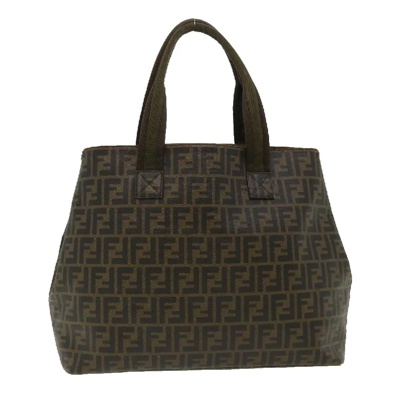 Fendi Baguette bags with a monogram - embossed leather surface for a luxurious feelFENDI Zucca Canvas Tote Bag PVC Leather Brown  rd2937