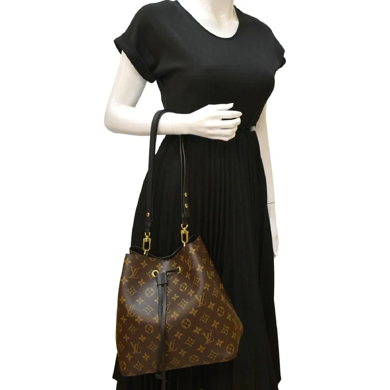 Louis Vuitton bags with a zip - around closure for enhanced securityLOUIS VUITTON Neonoe Monogram Canvas Shoulder Bag Black