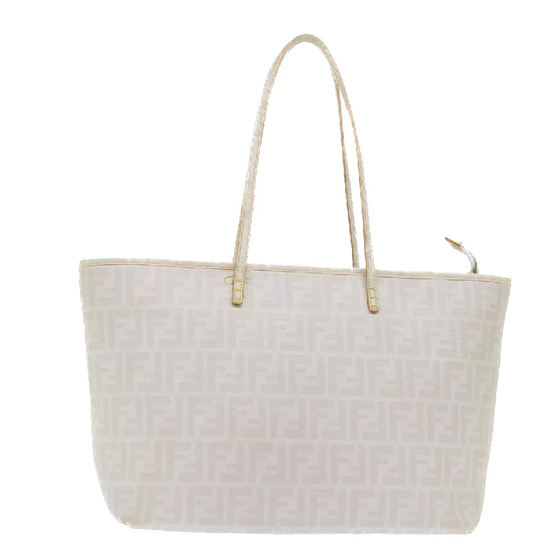 Fendi bags with a detachable mirror inside for quick touch - ups and groomingFENDI Zucca Canvas Tote Bag White  51044