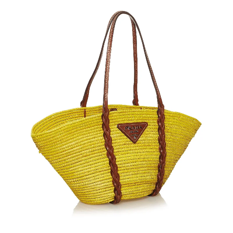 Ladies Prada Galleria bags with a detachable shoulder strapPrada Raffia Basket Tote Bag 36698