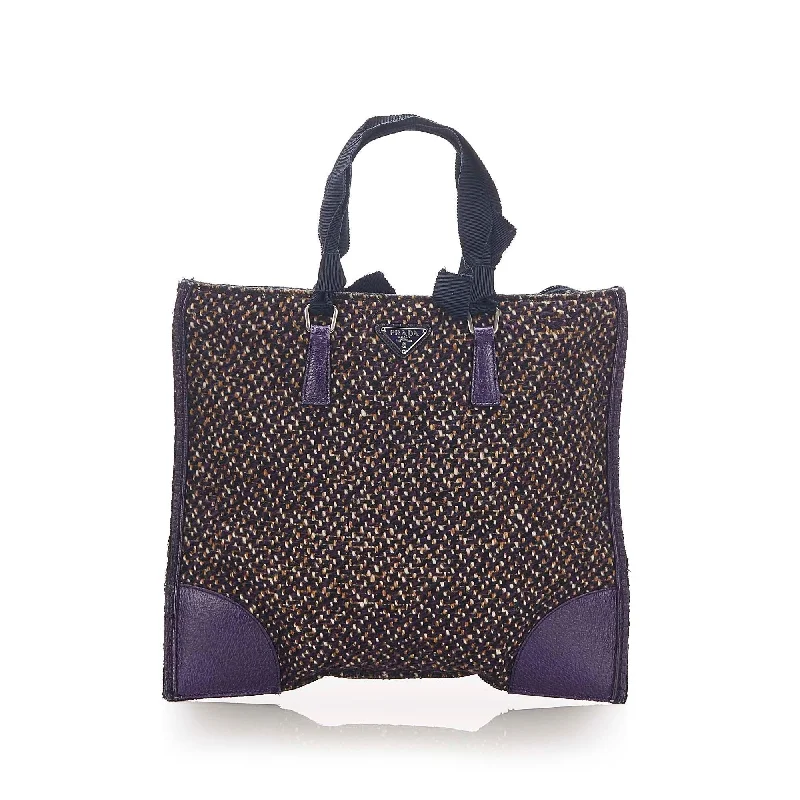 Ladies Prada shoulder bags with a single - handle design for simplicityPrada Tweed Tote Bag (SHG-17823)