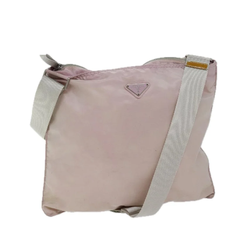 Prada crossbody bags with a woven leather strap for a unique texturePRADA Shoulder Bag Nylon Pink Auth 71905