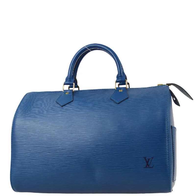 Louis Vuitton bags with a magnetic snap closure for easy accessLouis Vuitton 1995 Blue Epi Speedy 30 Handbag M43005