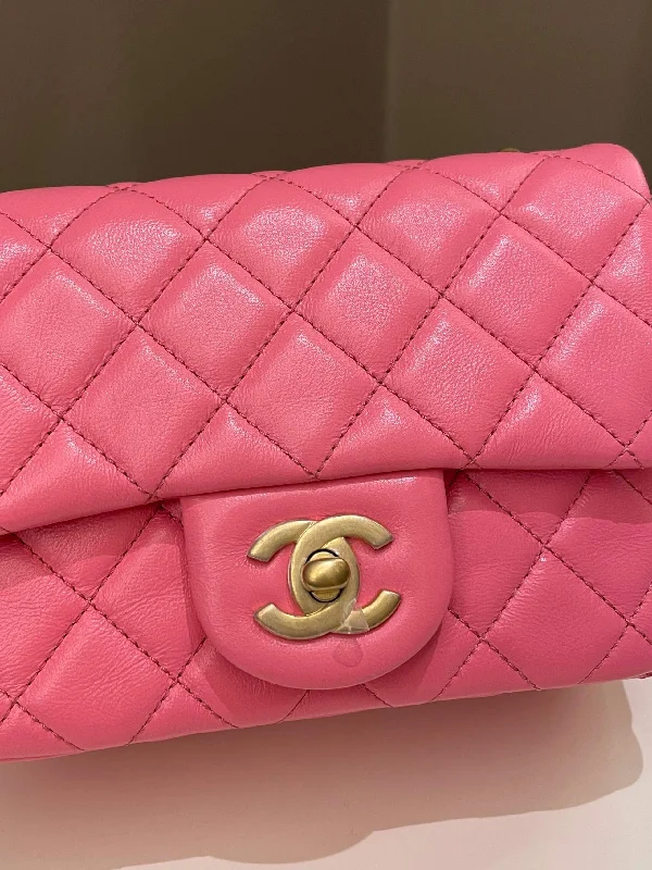 Chanel bags for a polished and professional appearanceChanel Pearl Crush Mini Square Pink Lambskin