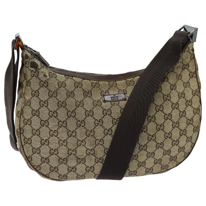 Ladies Gucci shoulder bags with a wide - width strapGUCCI GG Canvas Shoulder Bag Beige Brown 122709 82825