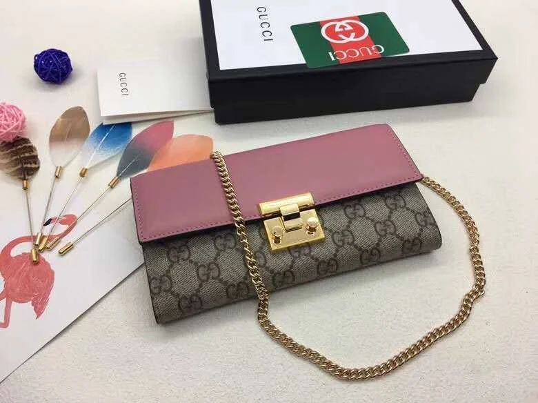 Women Gucci bags with a chain - link trim and a leather bodyBC - GUCCI BAG - 577