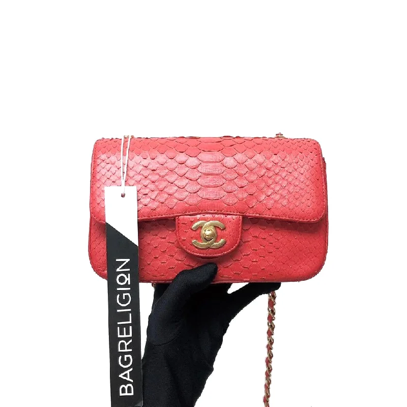 Chanel Colorful Handbag for Spring OutfitsClassic Flap Mini Bag Python Leather Red