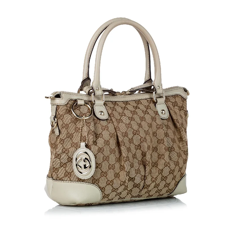 Women Gucci bags with a detachable mobile phone holderGucci GG Canvas Sukey Satchel (30428)