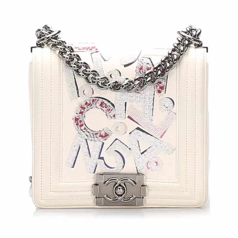 Chanel Small Crossbody Bag for TravelChanel No 5 Graffiti Boy Flap Bag White