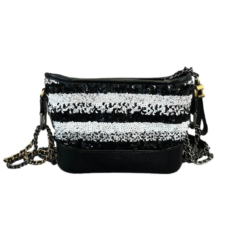 Chanel bags with exclusive seasonal designs and materialsSmall Gabrielle Hobo Sequin Calfskin Black White MHW