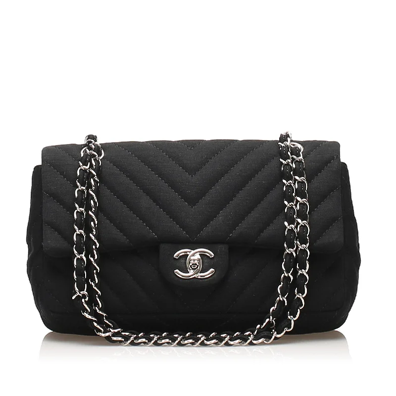 Chanel Limited Edition Handbag for CollectorsMedium Chevron Jersey Chain Flap Bag Black