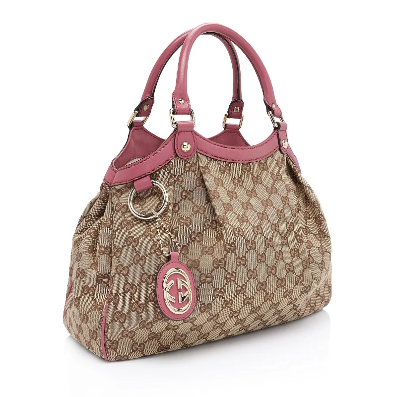 Small - sized Women Gucci shoulder bags for evening outingsGucci GG Canvas Sukey Medium Tote (9pz62J)