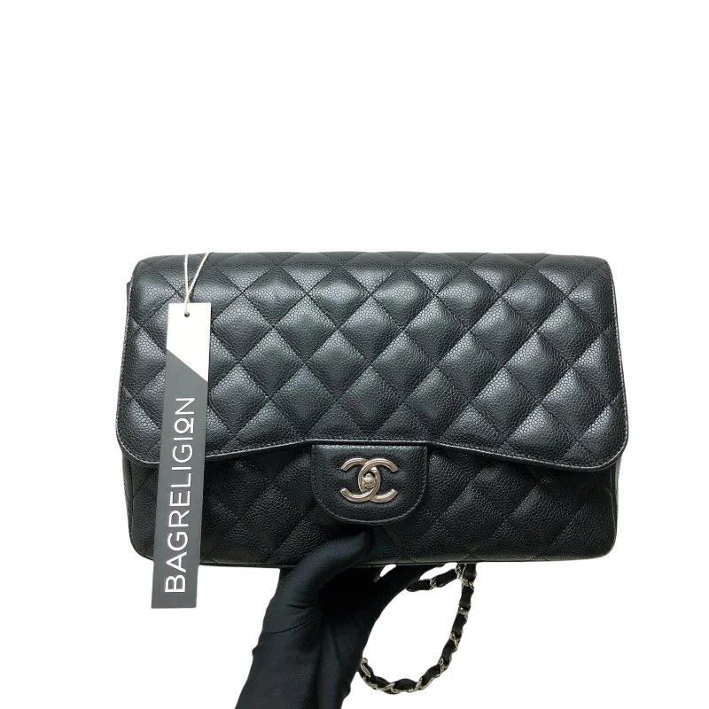 Chanel bags with exclusive seasonal releasesSingle Flap Classic Jumbo in Black Caviar with SHW