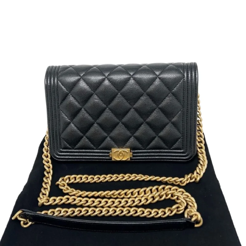 Chanel Black Handbag for Business MeetingsBoy Wallet on Chain WOC Caviar Quilted Black GHW