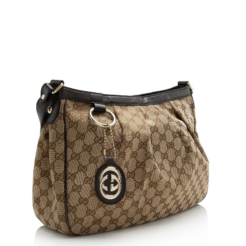 Women Gucci bags with a detachable mobile phone holderGucci GG Canvas Sukey Messenger Bag (22606)