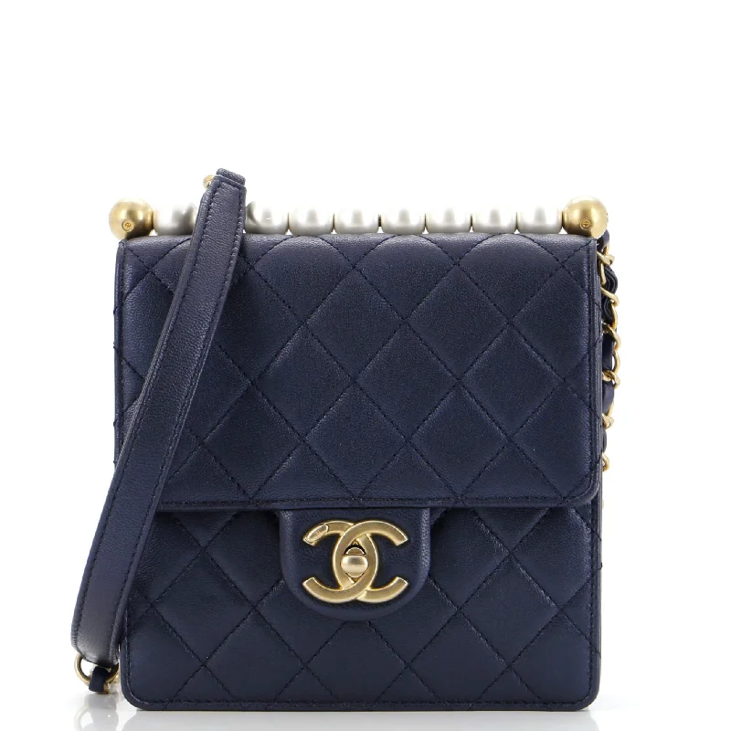 Chic Pearls Flap Bag Quilted Lambskin Mini