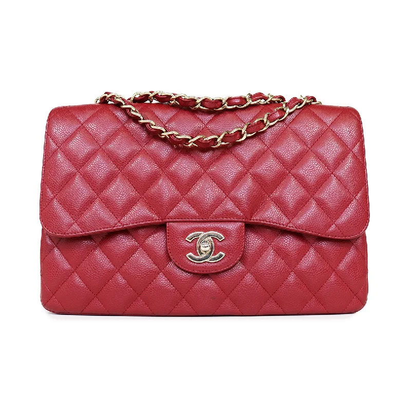 Chanel bags with exclusive seasonal releasesSingle Flap Caviar Jumbo in Red