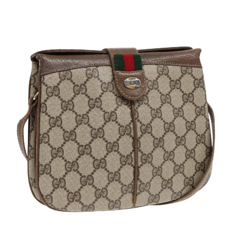 Women Gucci Sylvie bags featuring the signature web stripeGUCCI GG Supreme Web Sherry Line Shoulder Bag PVC Beige 10 02 037 yk13680