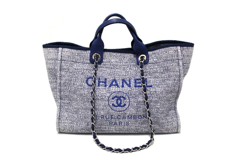 Chanel Black Handbag for Business MeetingsChanel Blue Tweed Maxi Deauville Shopping Tote