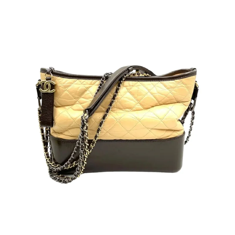 Chanel bags with modern touchesGabrielle Hobo Medium Aged Calfskin Quilted Beige Black MHW