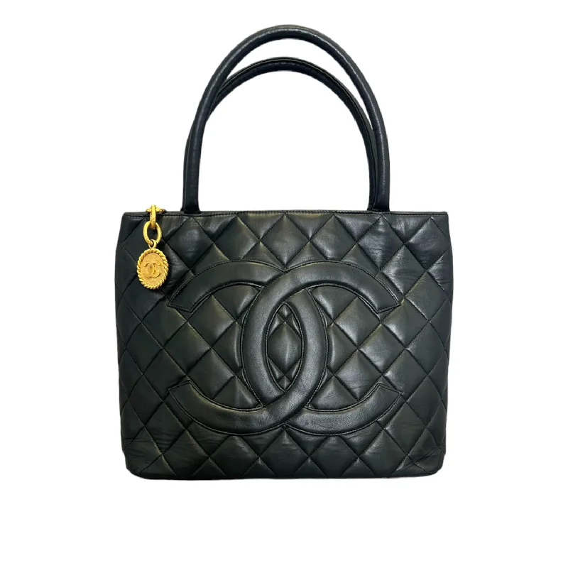 Chanel New Arrival Handbag with Gold HardwareMedallion Tote Caviar Quilted Black GHW