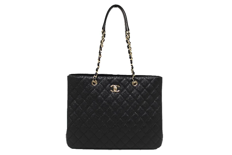 Chanel bags for the minimalist fashionChanel Black Quilted Caviar Leather Large Shopping Tote Bag