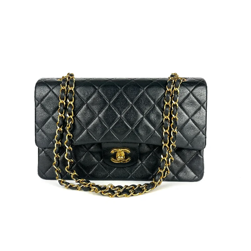 Chanel Small Crossbody Bag for TravelVintage Lambskin Double Flap Medium with GHW In black