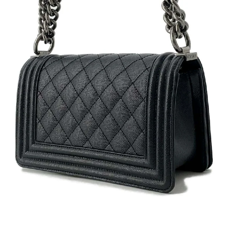 Chanel bags perfect for everyday elegCHANEL Boy Chanel ChainShoulder Bag Black A67085 Caviar Leather Size Small