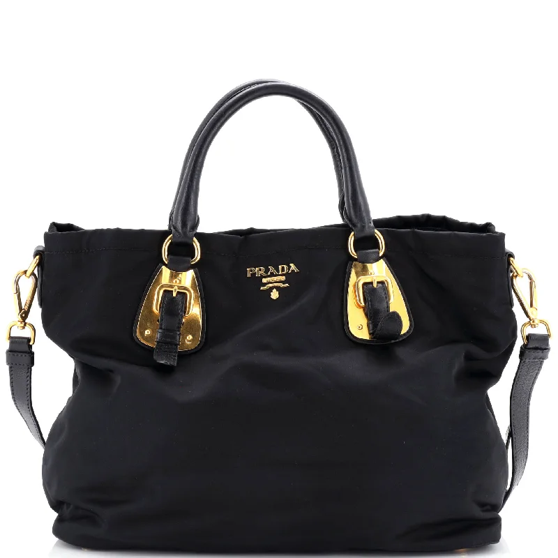 Prada bags with a detachable mobile phone holder for on - the - go convenienceConvertible Belted Tote Tessuto Large