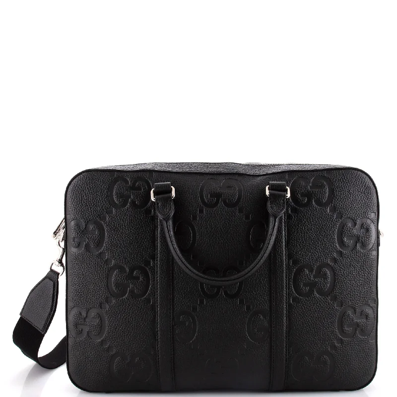 Gucci handbags for women with a metal - framed claspConvertible Briefcase Jumbo GG Embossed Leather