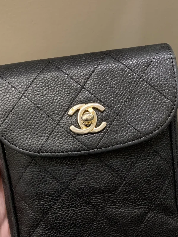 Chanel Chain Strap Handbag for Everyday UseChanel Vintage Quilted Cc Belt Bag Black Caviar