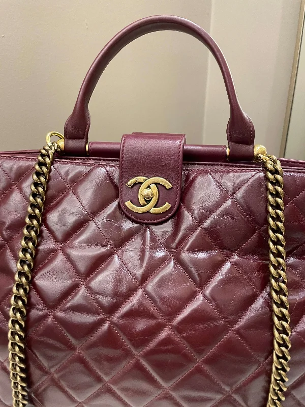 Chanel bags for the minimalist fashionChanel Quilted CC Portobello Tote Burgundy Distressed Leather