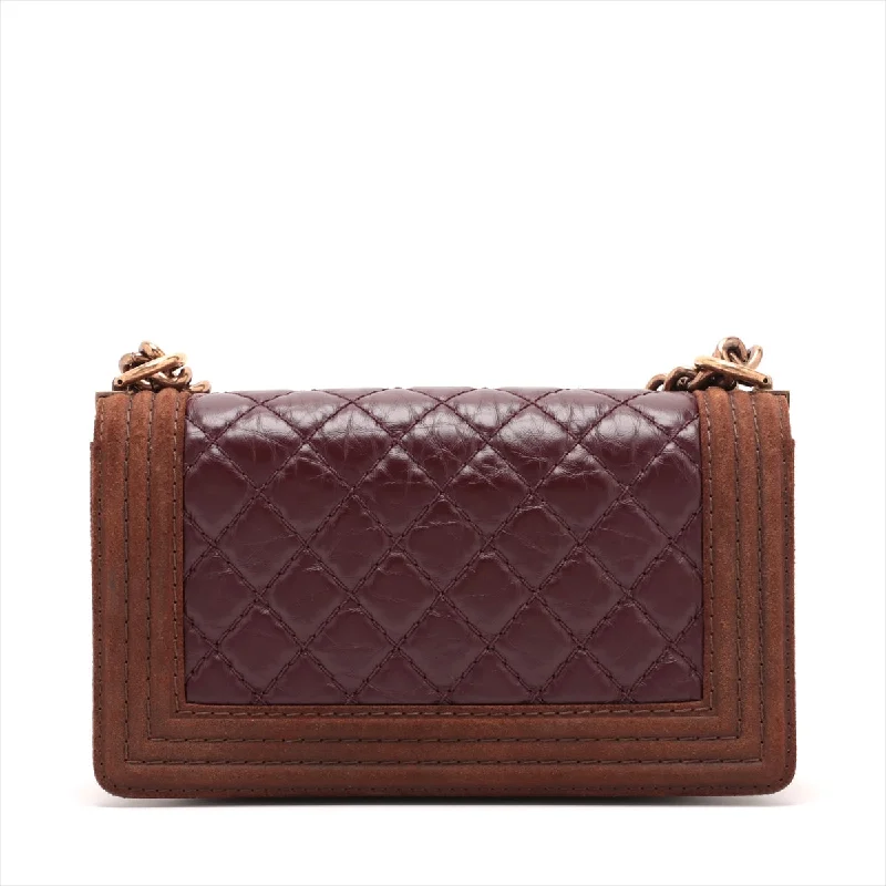 Chanel bags with iconic stitching detailsChanel Boy Chanel 25 Leather X Suede Chain Shoulder Bag Bordeaux X Brown G  18th