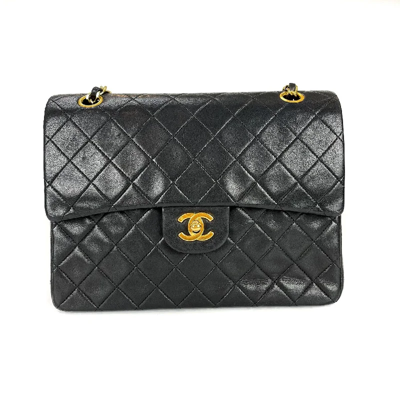 Chanel New Arrival Handbag with Gold HardwareVintage Black Lambskin 10’’ Medium Square Classic Flap