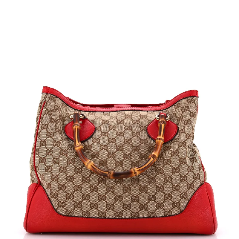 Gucci tote bags for women with a printed Gucci logoDiana Bamboo Top Handle Tote GG Canvas Medium