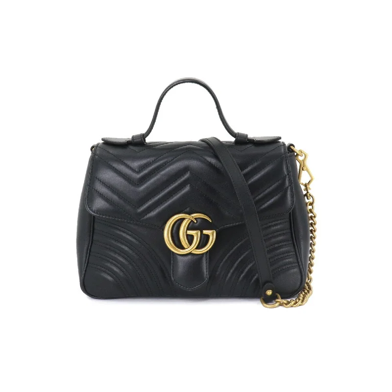 Gucci Dionysus bags for women with tiger - head claspsGucci GG Marmont Small Top Handle Bag 2way Hand Shoulder Leather Black 498110