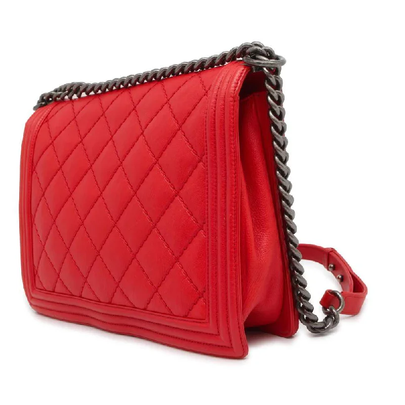 Chanel bags with modern touchesCHANEL Boy Chanel ChainShoulder Bag Red Lambskin