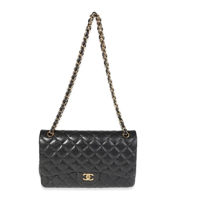 Chanel bags with intricate metal hardwareCHANEL Black Quilted Lambskin Jumbo Classic Double Flap Bag