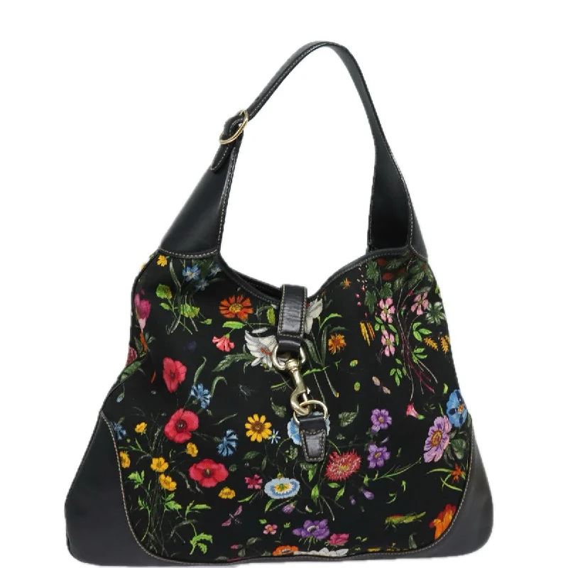 Gucci tote bags for women with a double - handle designGUCCI Flora Jackie Shoulder Bag Canvas Multicolor 153693 yk13815