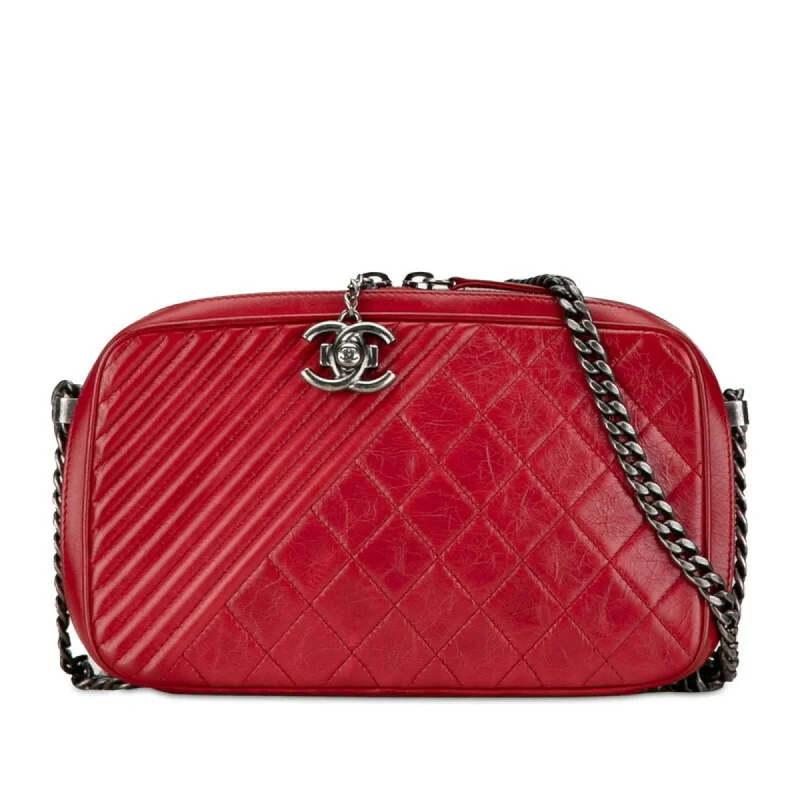 Chanel Small Crossbody Bag for TravelChanel Boy Coco Mark Chain Shoulder Bag Camera Red Leather Women's CHANEL